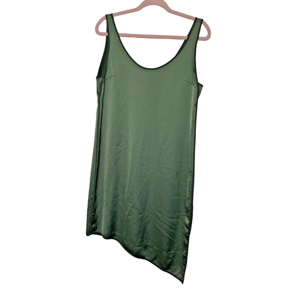 REISS Slip Dress Sage Green Sleeveless Asymmetrical Hem Womens Size 8 B142 - Picture 1 of 12